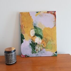 Original Acrylic Painting Intuitive Abstract Canvas in Yellow, Lavender 16x 20